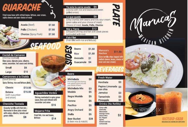 Maruca's Mexican Kitchen - Tustin, CA menu_pic