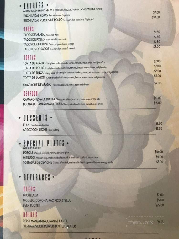 Maruca's Mexican Kitchen - Tustin, CA menu_pic