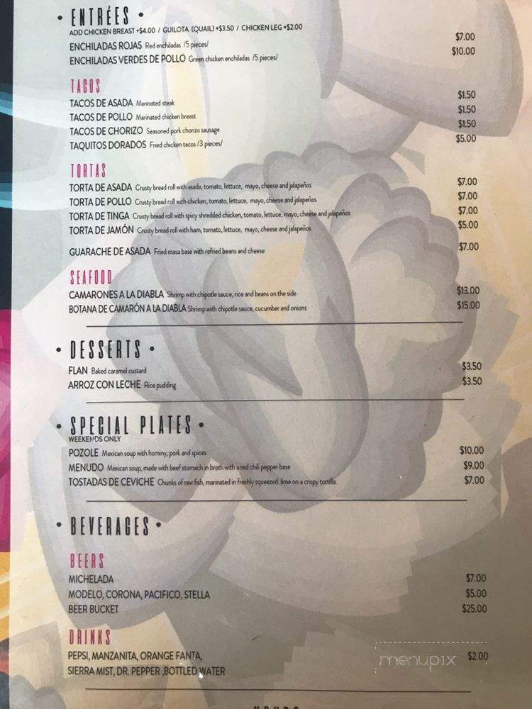 Maruca's Mexican Kitchen - Tustin, CA menu_pic