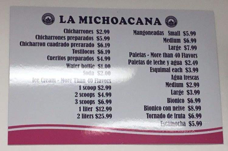 La Michoacana Creamery - Anaheim, CA menu_pic