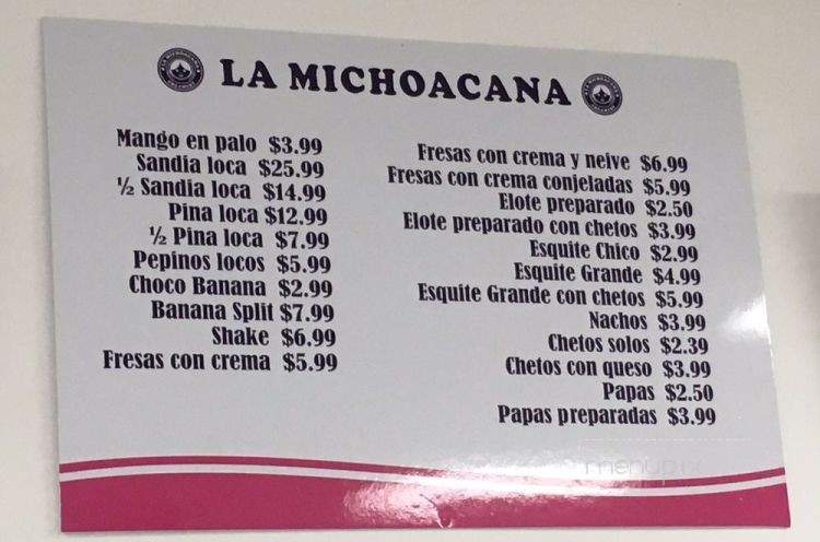 La Michoacana Creamery - Anaheim, CA menu_pic