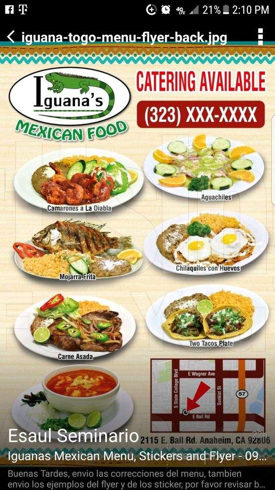 Iguana's Mexican Food - Anaheim, CA menu_pic