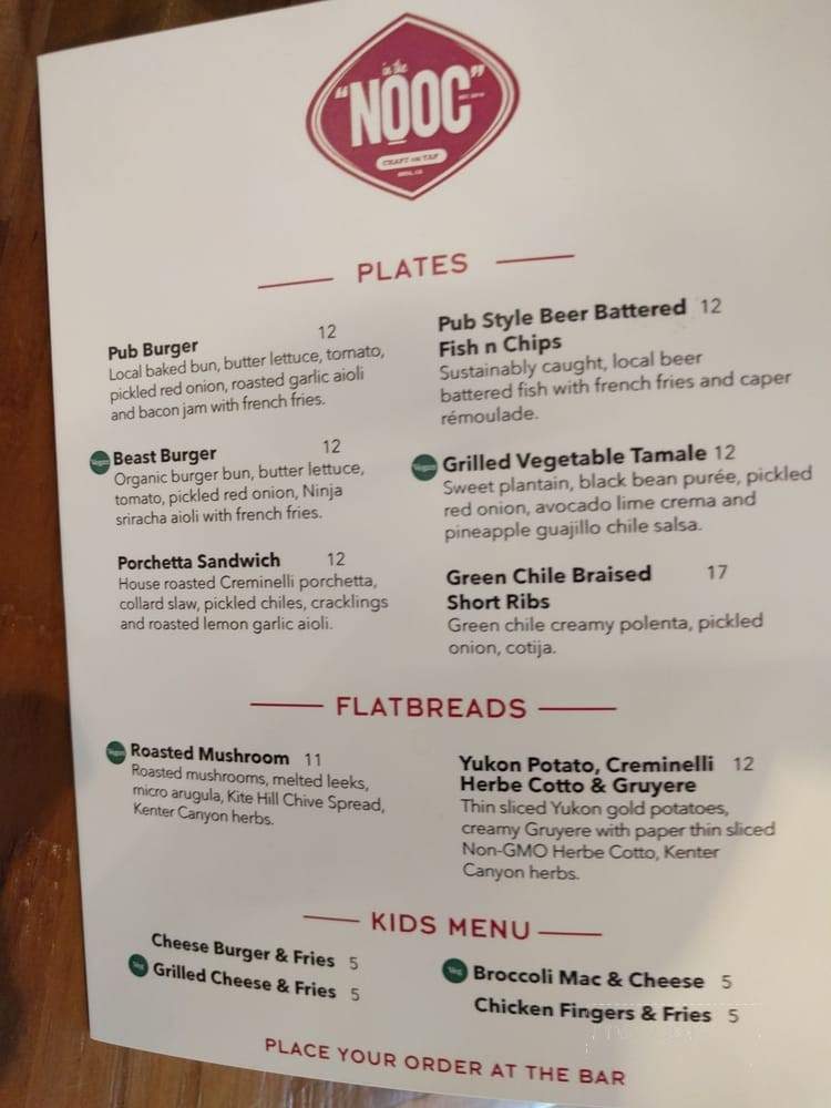 Nooc - Brea, CA menu_pic