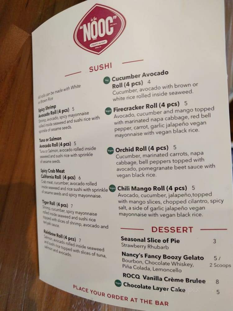 Nooc - Brea, CA menu_pic