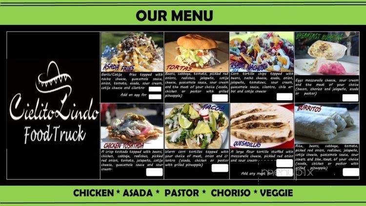 Cielito Lindo Food Truck - Garden Grove, CA menu_pic