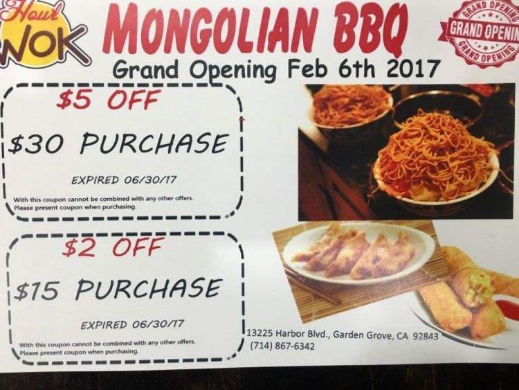 Howl Wok Mongolian BBQ - Garden Grove, CA menu_pic