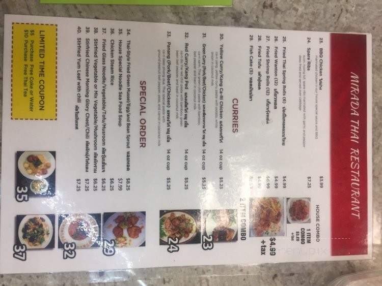 Mirada Thai - Garden Grove, CA menu_pic