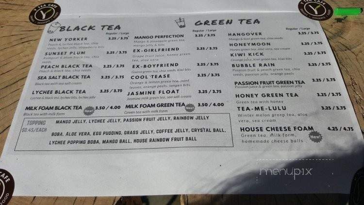 Y Tea Cafe - Garden Grove, CA menu_pic