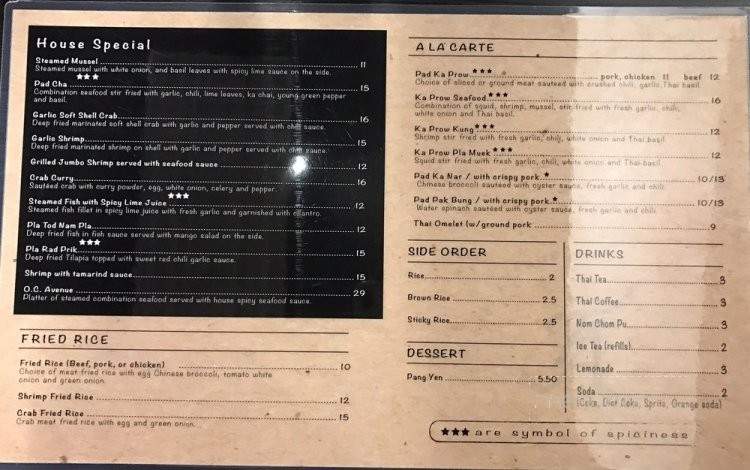 Thai Avenue - Garden Grove, CA menu_pic