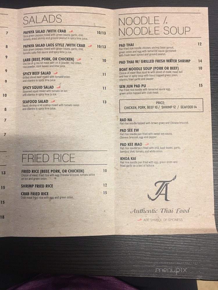 Thai Avenue - Garden Grove, CA menu_pic