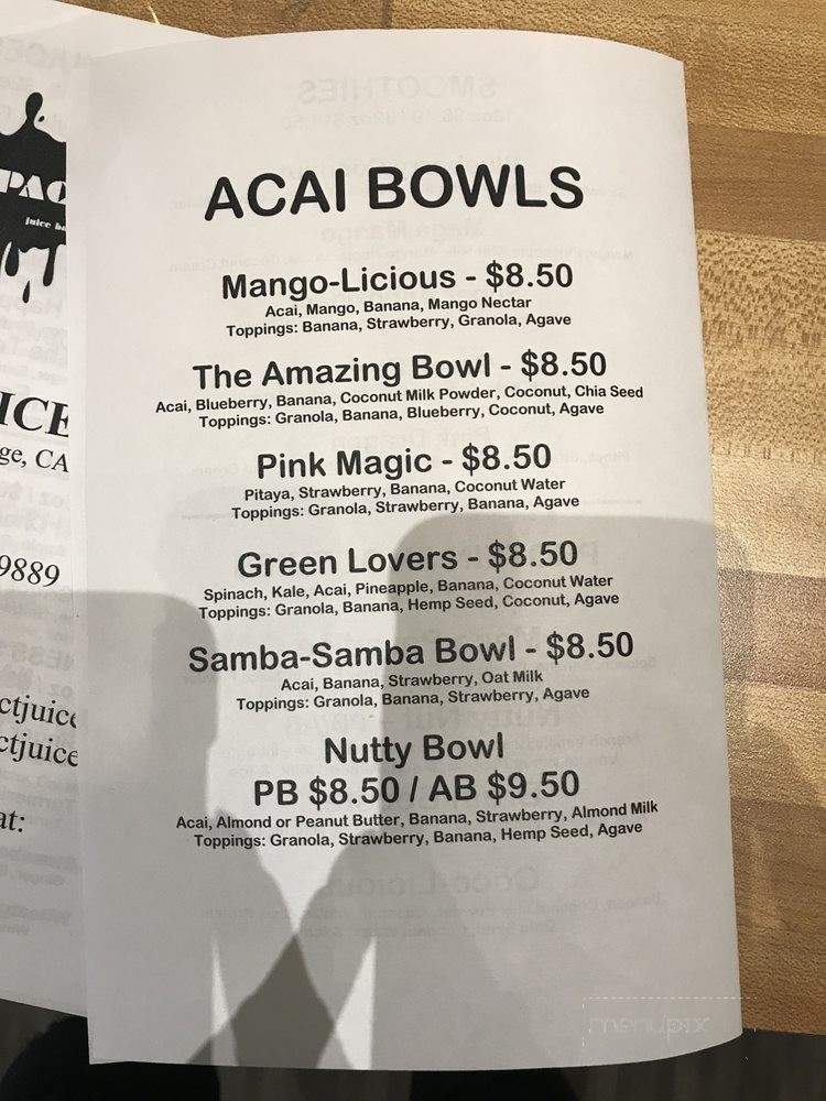 Impact Juice Bar - Orange, CA menu_pic
