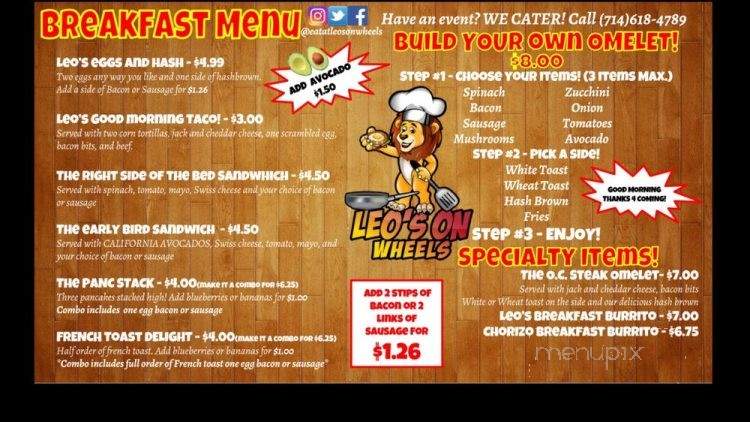 Leo's On Wheels - Orange, CA menu_pic