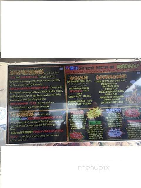 Leo's On Wheels - Orange, CA menu_pic