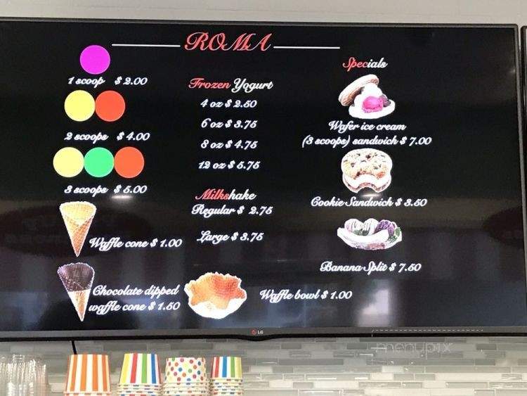 Roma Gelato - Placentia, CA menu_pic