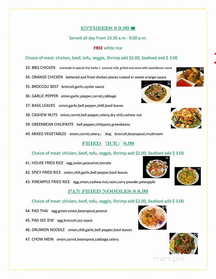 Thai Thai Cuisine - Corona, CA menu_pic