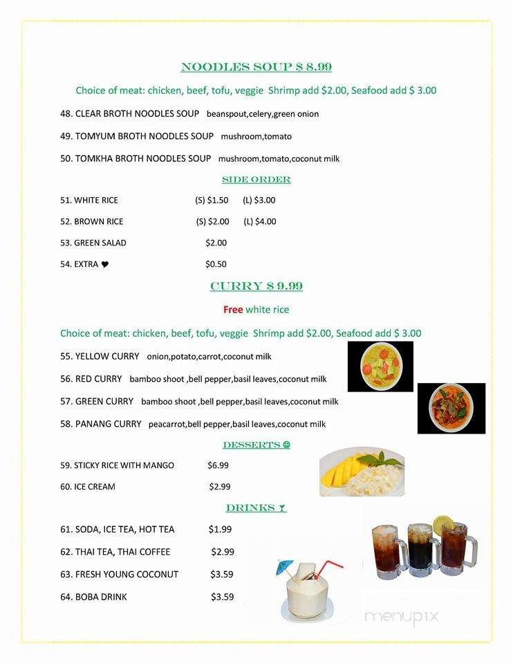 Thai Thai Cuisine - Corona, CA menu_pic