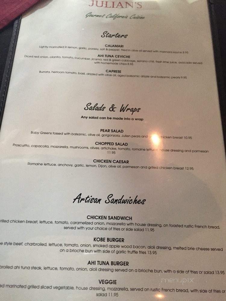 Julian's Restaurant & Bar - Camarillo, CA menu_pic