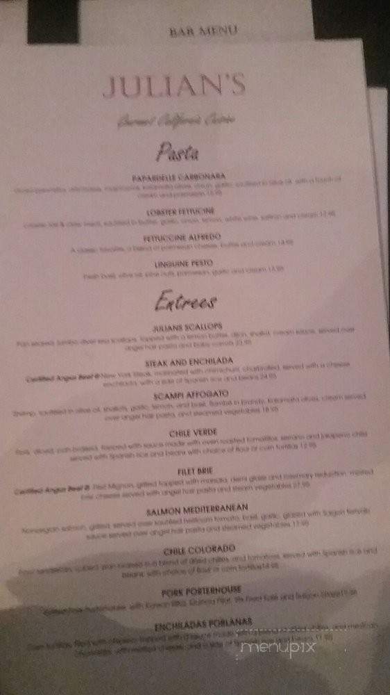 Julian's Restaurant & Bar - Camarillo, CA menu_pic