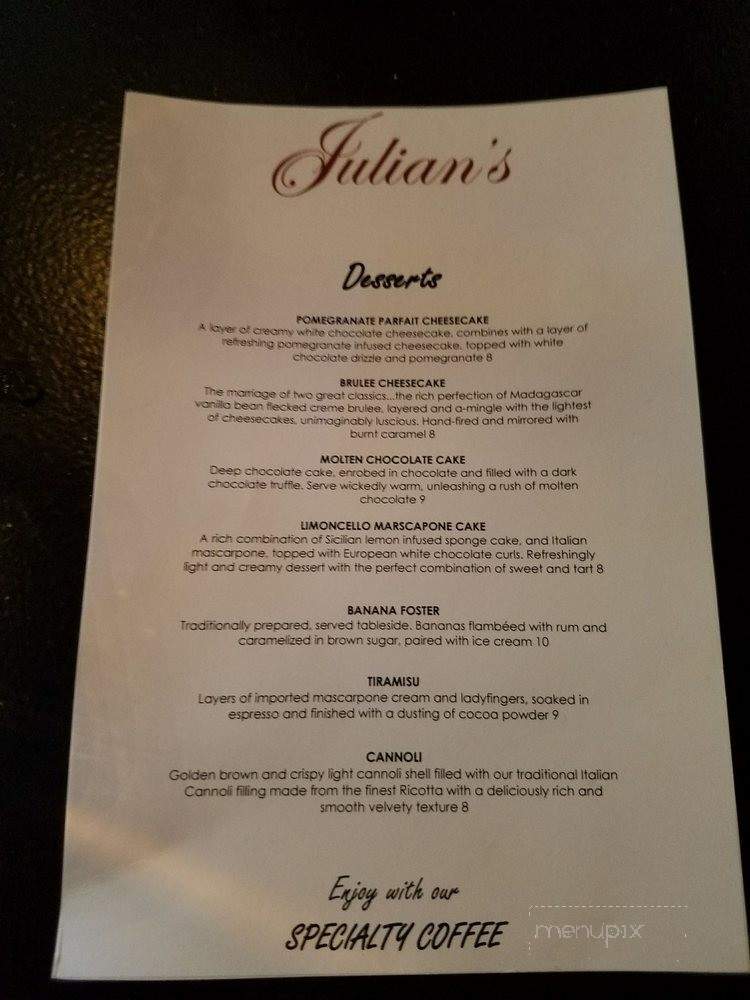 Julian's Restaurant & Bar - Camarillo, CA menu_pic