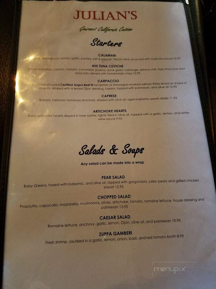 Julian's Restaurant & Bar - Camarillo, CA menu_pic