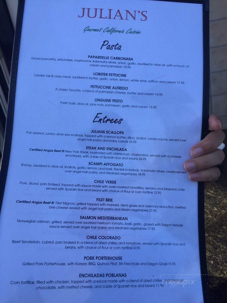 Julian's Restaurant & Bar - Camarillo, CA menu_pic