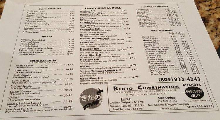 Kitanoya - Oxnard, CA menu_pic