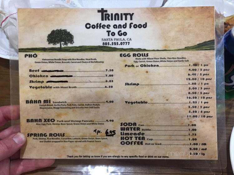 Trinity Coffee and Food To Go - Santa Paula, CA menu_pic