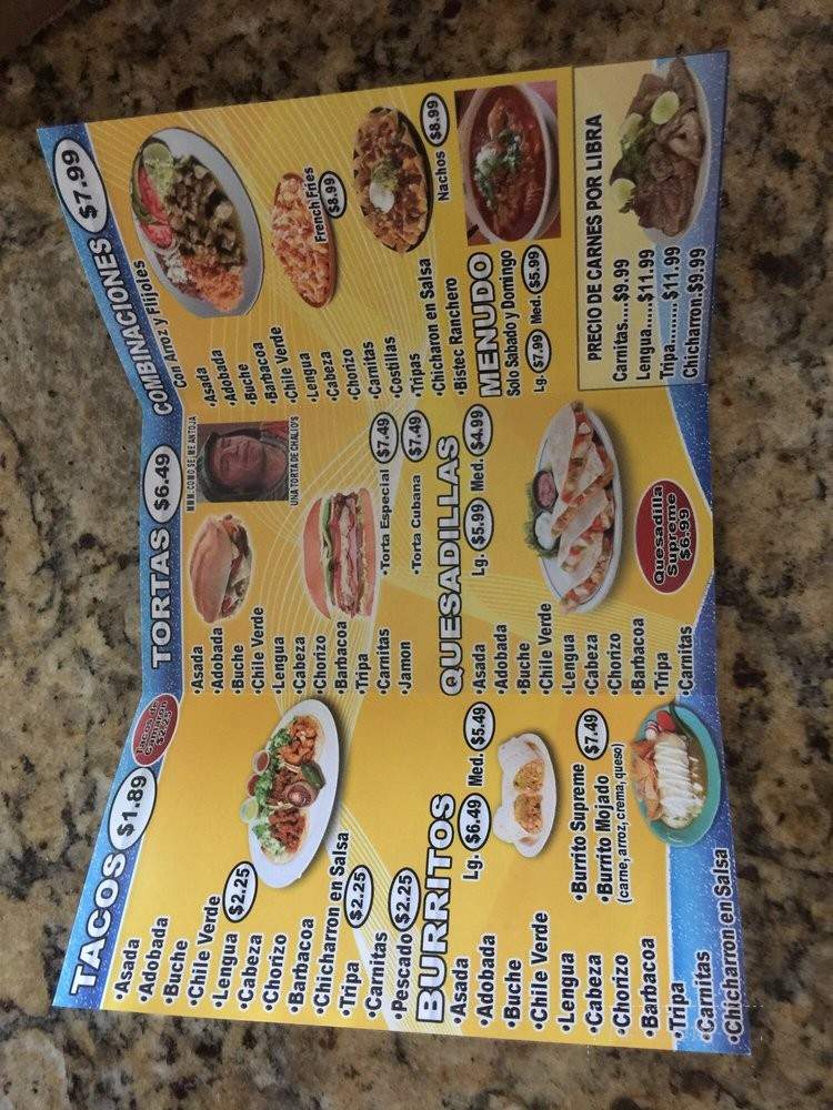 Tacos y Tortas Chalio's 3 - Hanford, CA menu_pic