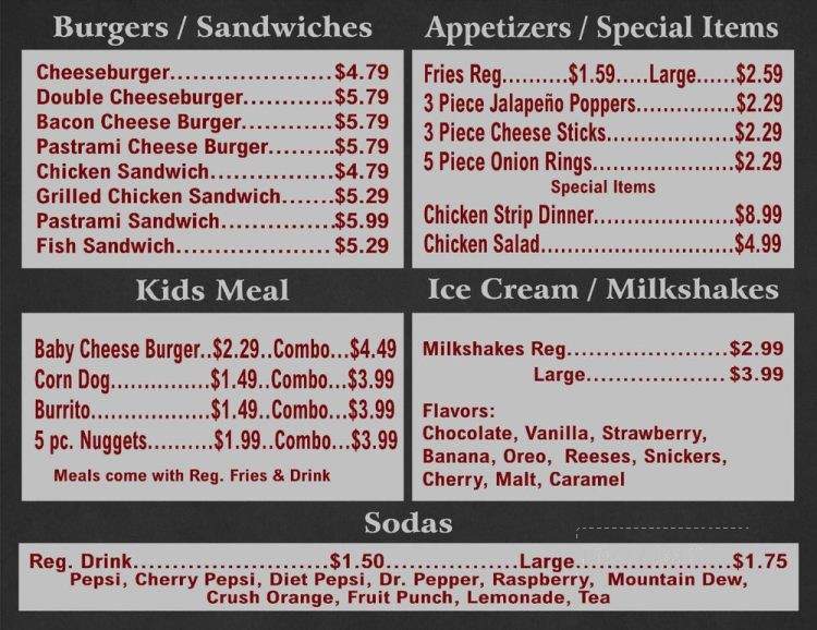 Online Menu of Burger Shack, Lemoore, CA