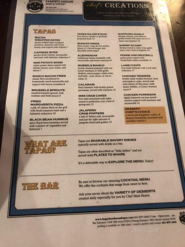Happy Hour Bar and Tapas - Bakersfield, CA menu_pic