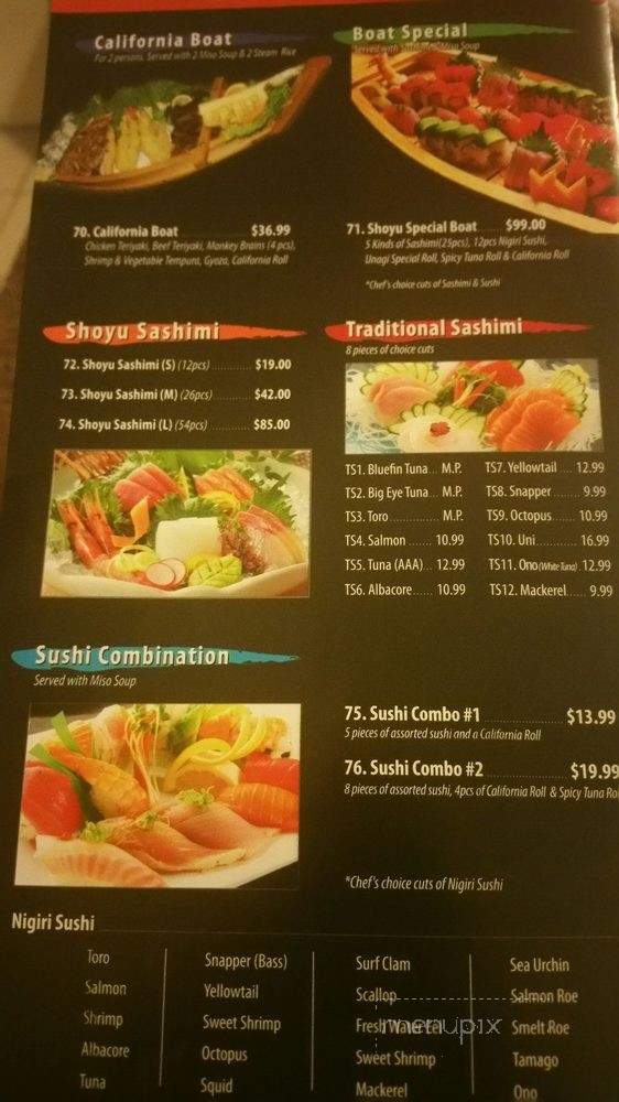 Shoyu Sushi - Bakersfield, CA menu_pic