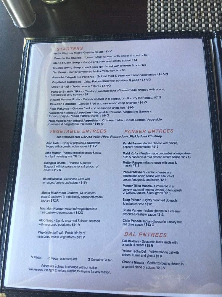 India Bistro - Bakersfield, CA menu_pic
