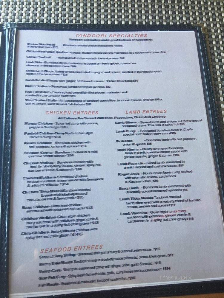 India Bistro - Bakersfield, CA menu_pic