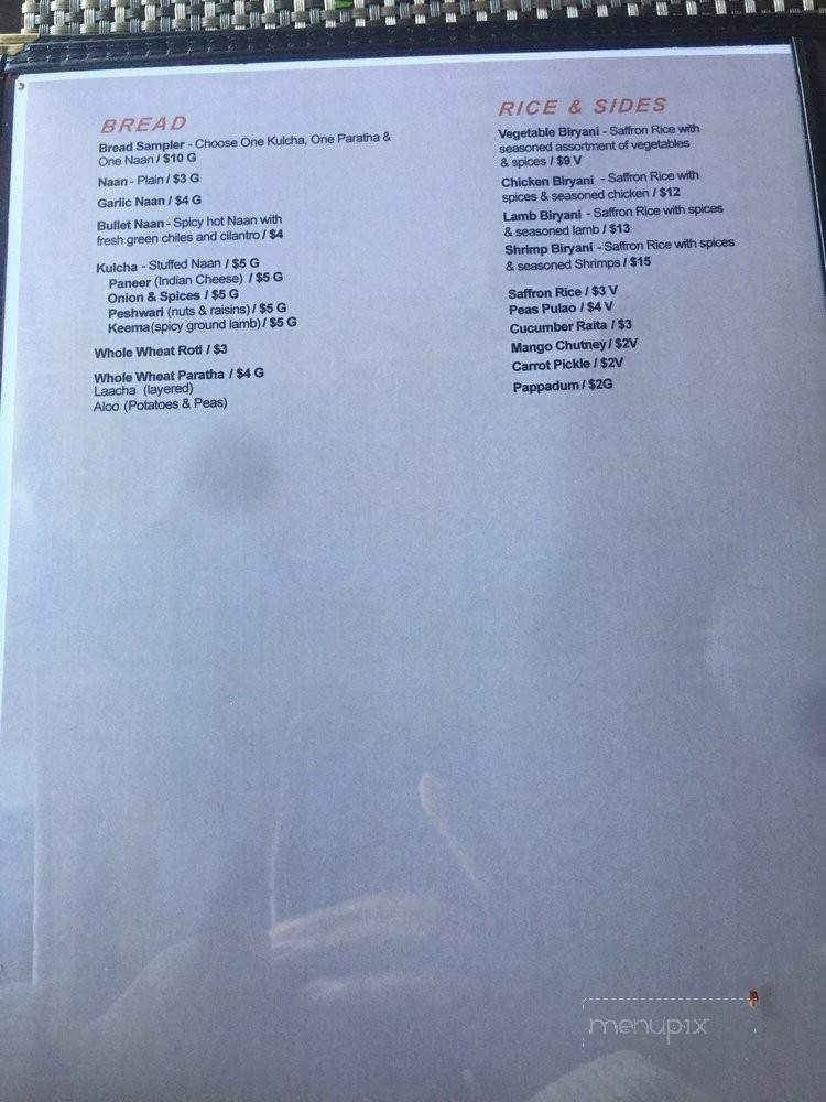 India Bistro - Bakersfield, CA menu_pic