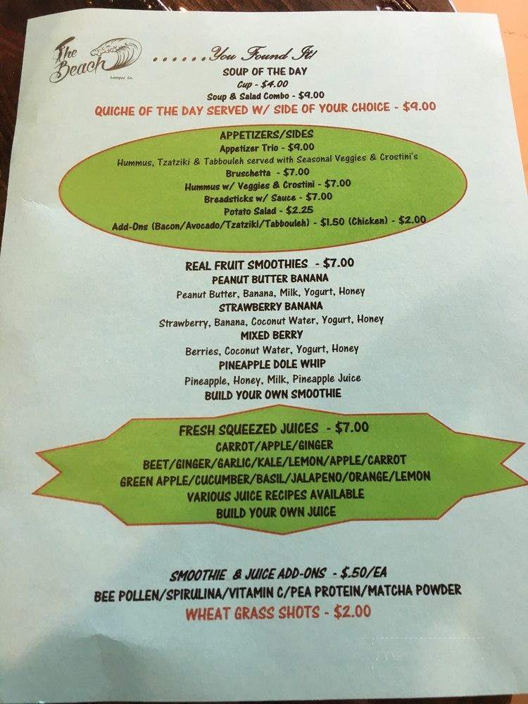 The Beach - Lompoc, CA menu_pic