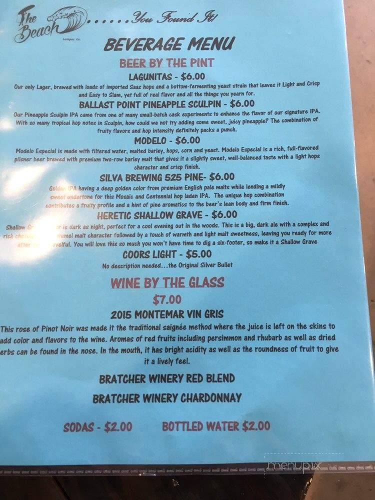 The Beach - Lompoc, CA menu_pic