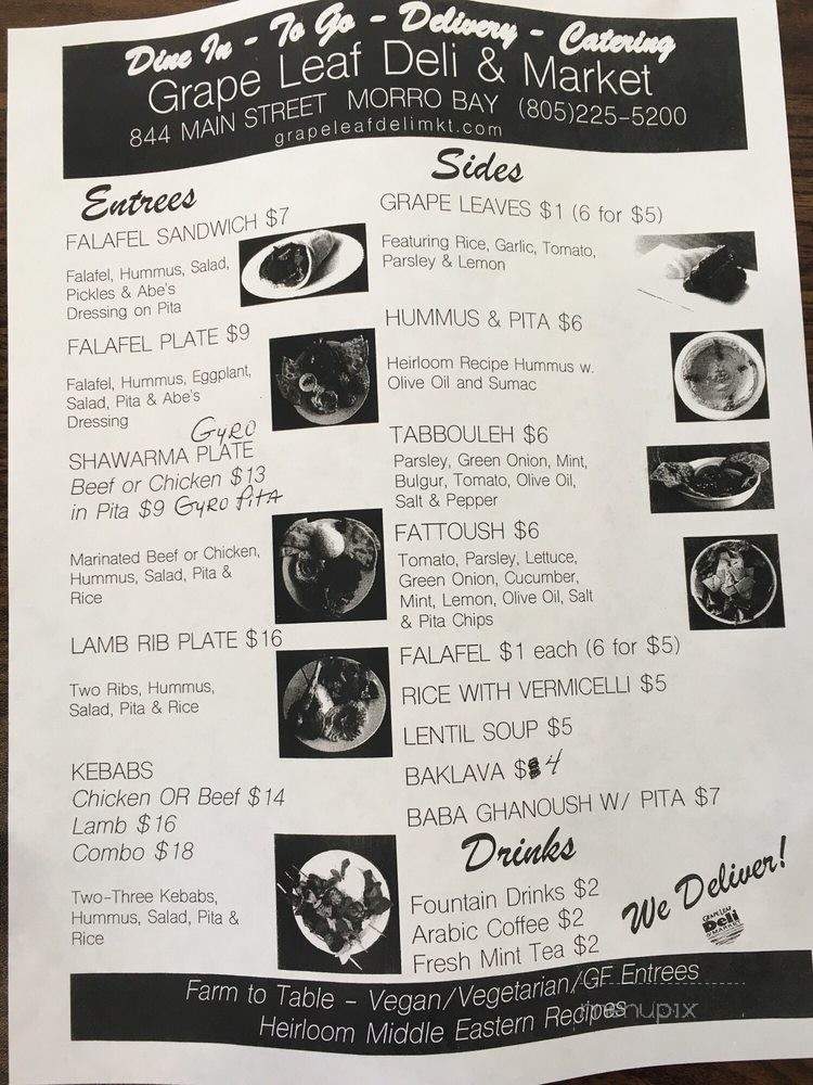 Grape Leaf Deli - Morro Bay, CA menu_pic