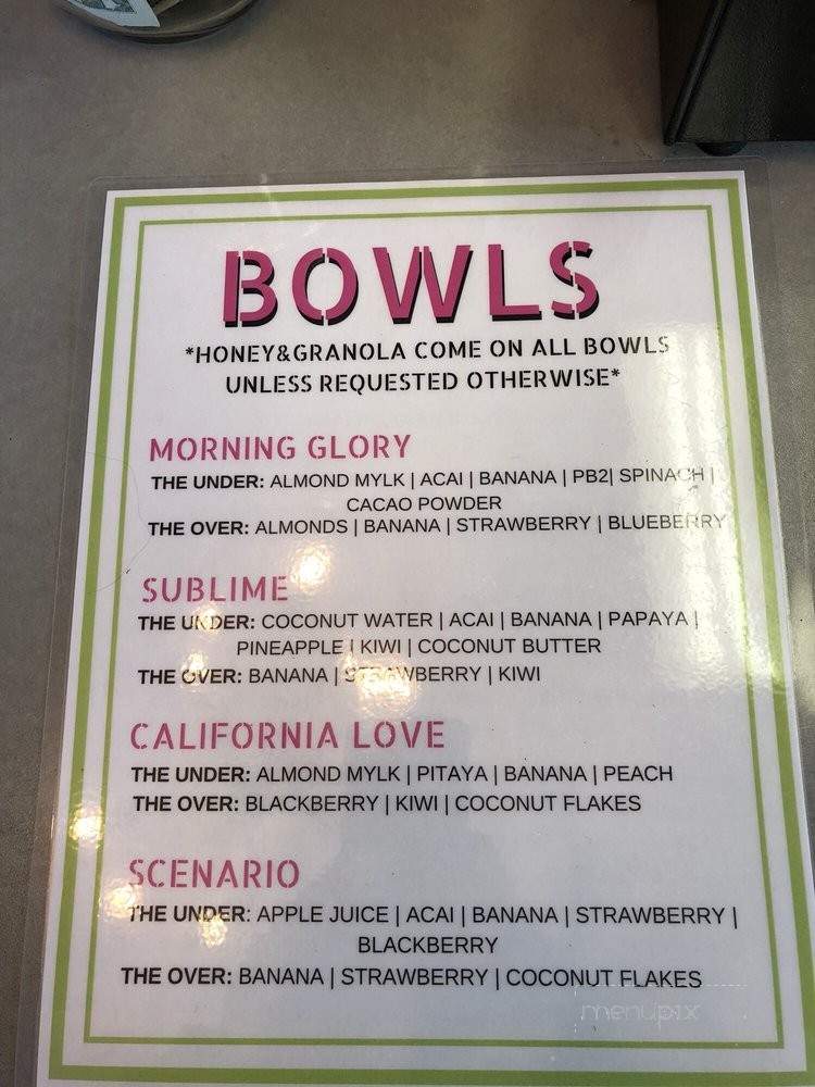 Seed and Vine Craft Juice Bar - Paso Robles, CA menu_pic