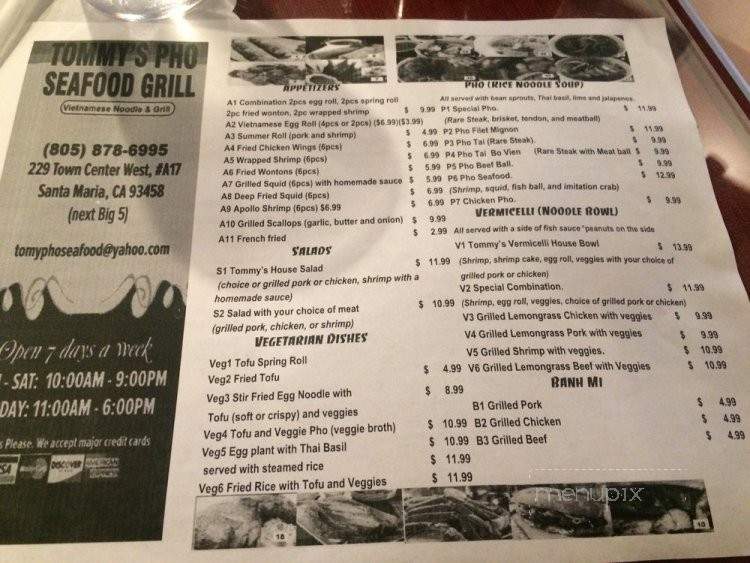 Tommy's Pho Seafood & Grill - Santa Maria, CA menu_pic