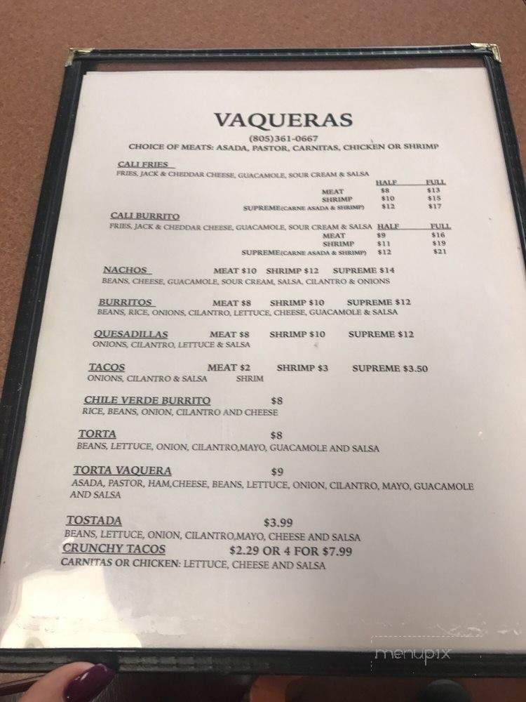 Vaqueras Restaurant - Santa Maria, CA menu_pic