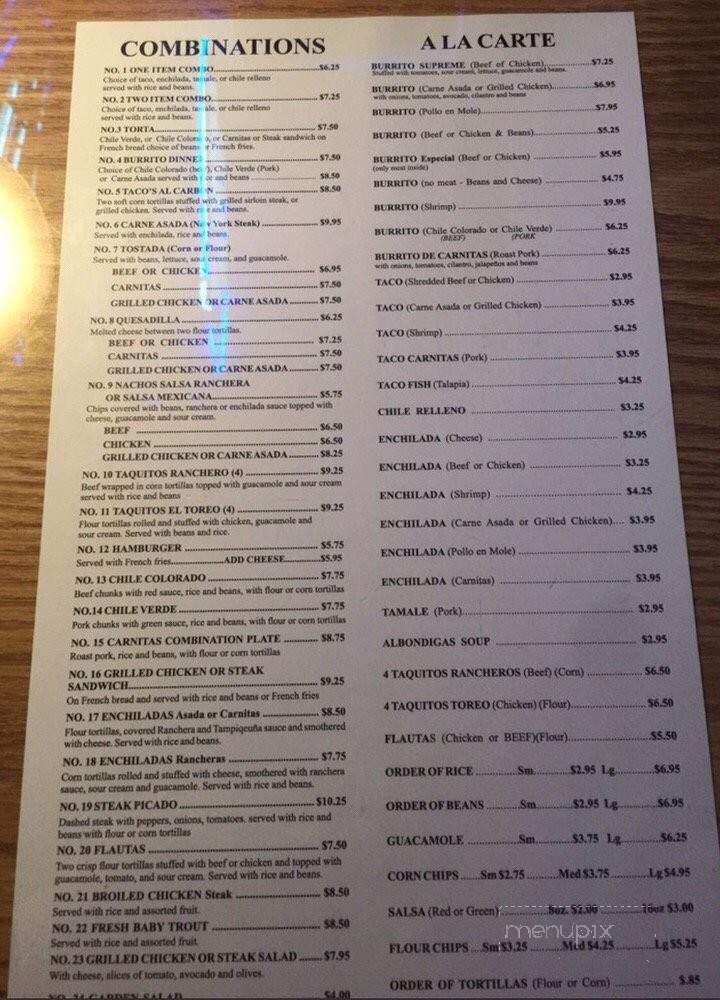 El Toreo West L-10 - Lancaster, CA menu_pic