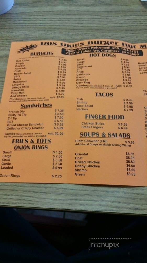 Dos Okies burger hut - Caruthers, CA menu_pic
