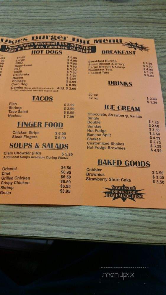 Dos Okies burger hut - Caruthers, CA menu_pic