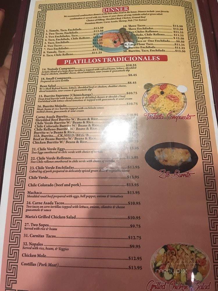 Casa Maria - Clovis, CA menu_pic