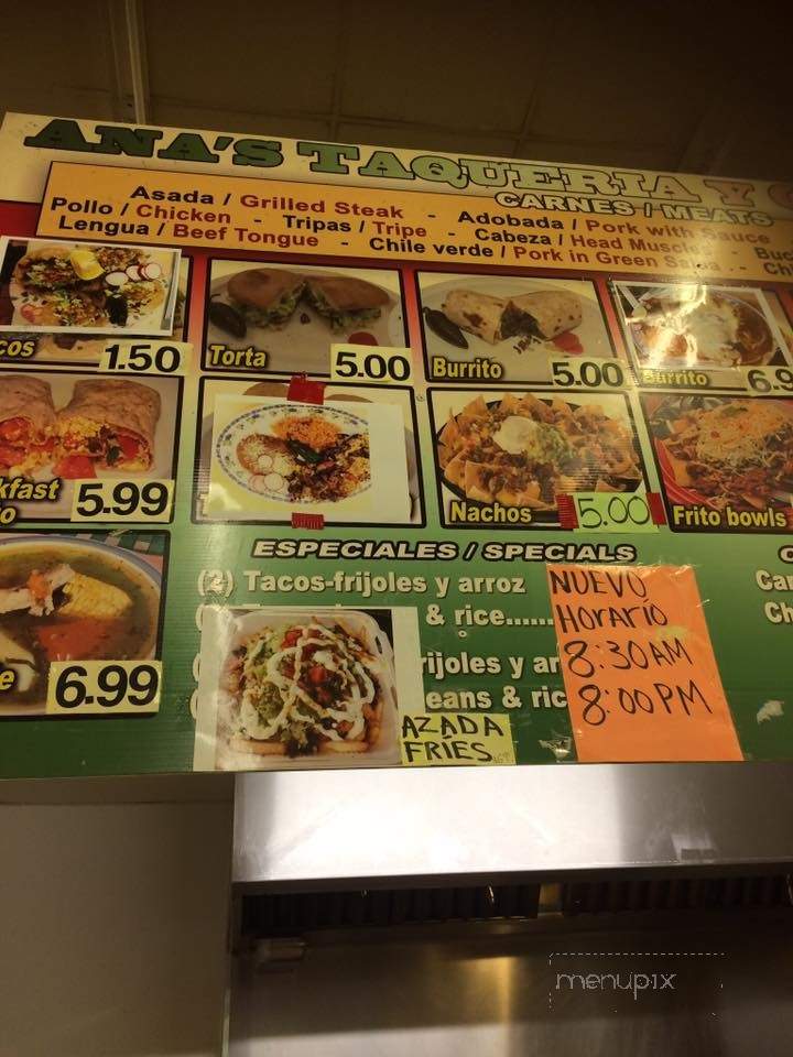 Ana's Taqueria y Carniceria - Fowler, CA menu_pic