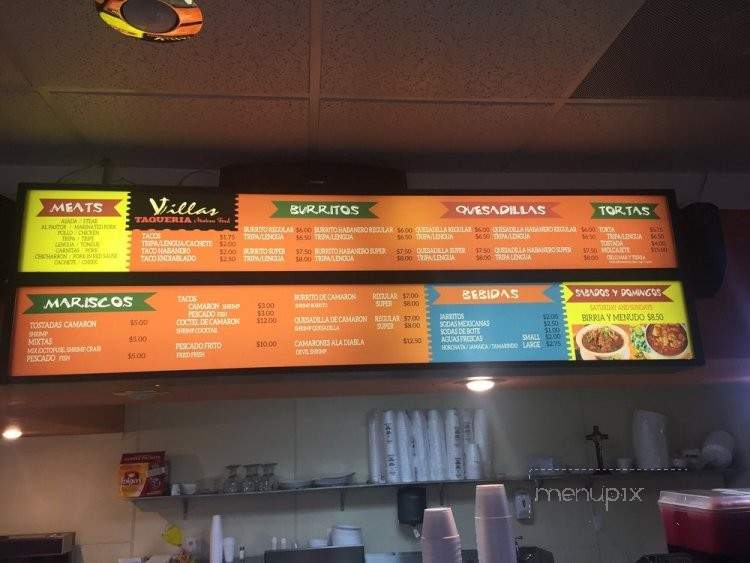 Villas Taqueria - Los Banos, CA menu_pic