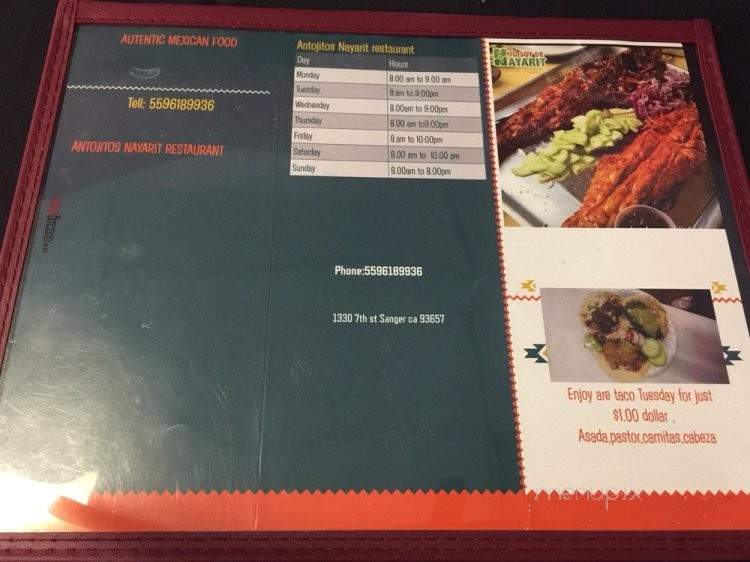 Antojitos Nayarit - Sanger, CA menu_pic