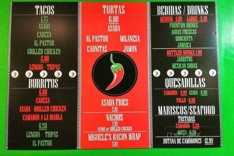 Miguele's Taqueria - Sanger, CA menu_pic