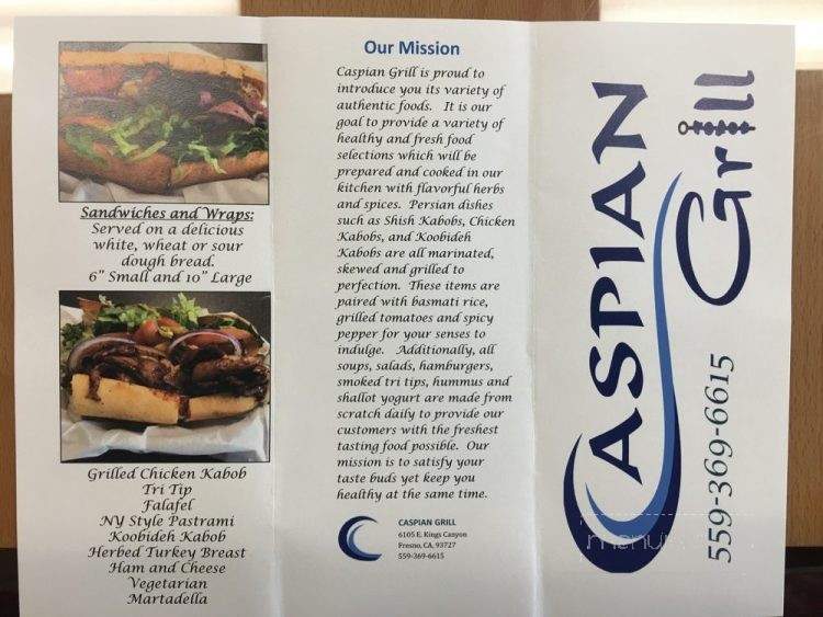 Caspian Grill - Fresno, CA menu_pic
