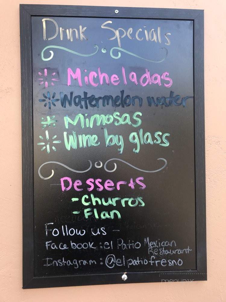 El Patio Restaurant - Fresno, CA menu_pic